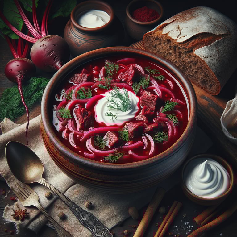 Borscht with Beef and Sour Cream
