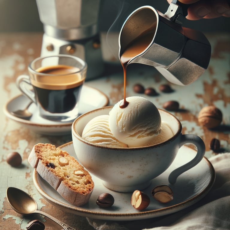 Espresso Affogato with Hazelnut Biscotti