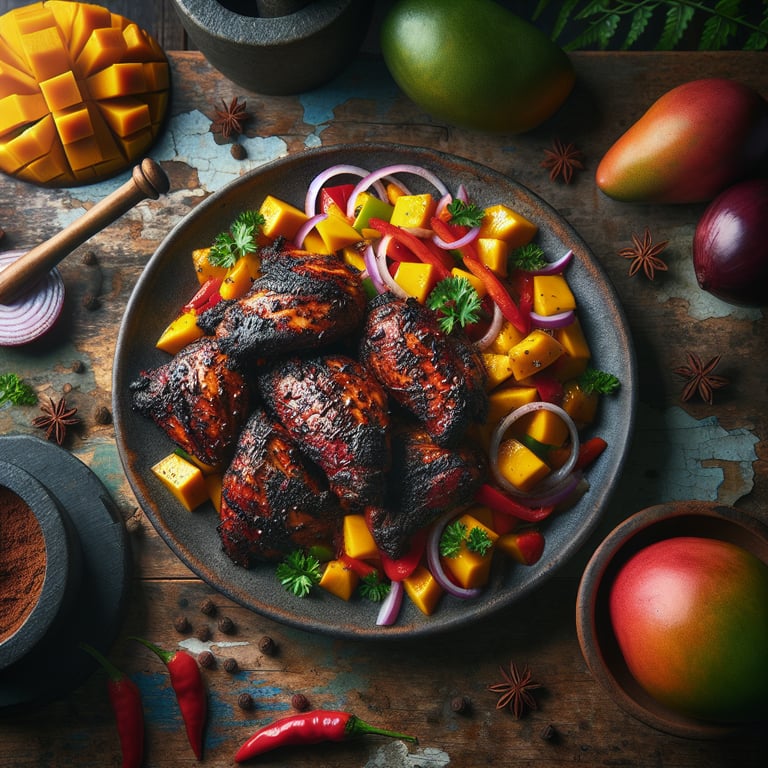 Jamaican Jerk Chicken with Mango Salad