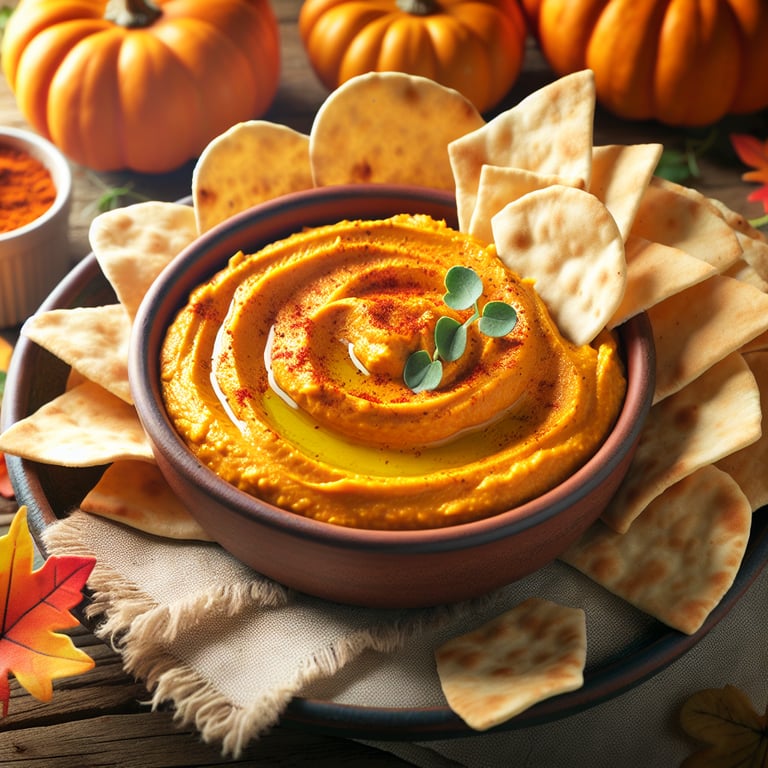 Pumpkin Hummus with Pita Chips