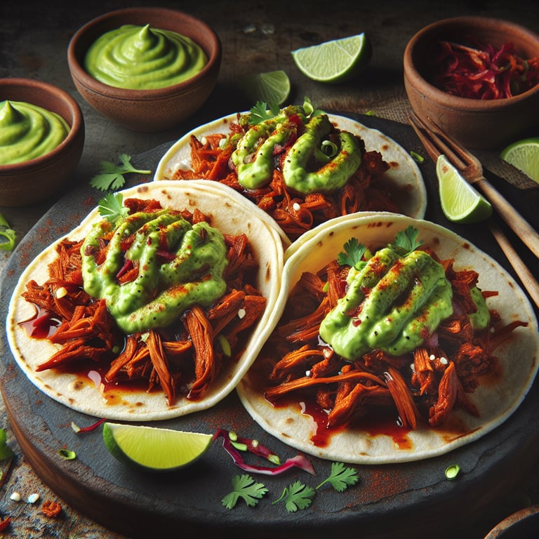 Vegan Jackfruit Tacos with Avocado Lime Crema