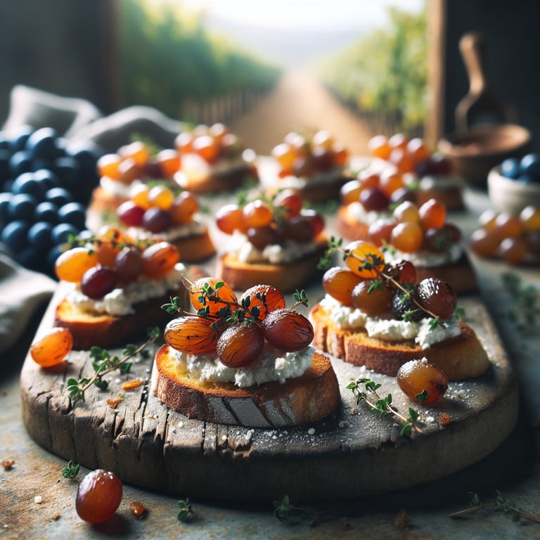 Roasted Grape and Ricotta Crostini
