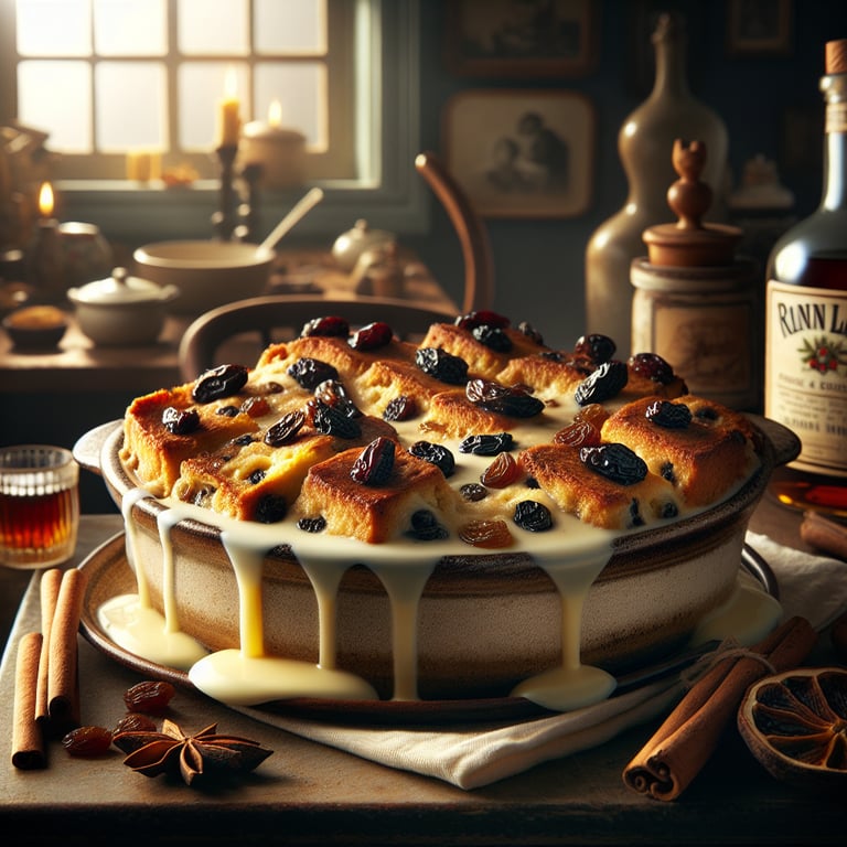 Spiced Rum and Raisin Bread Pudding