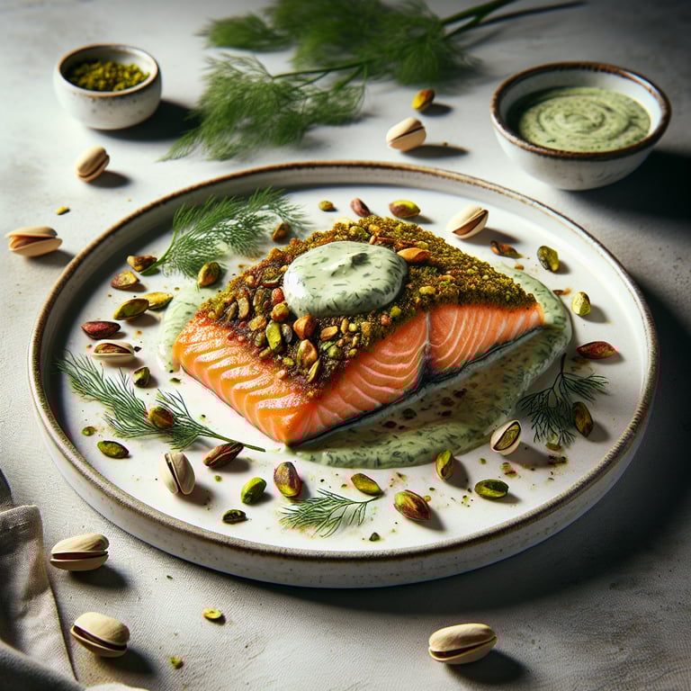 Pistachio-Crusted Salmon with Dill Cream