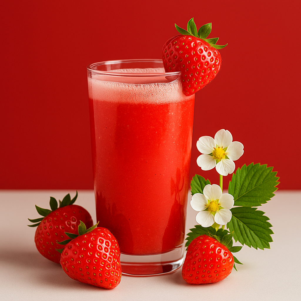 Vaso de Jugo de Fresa Fresco