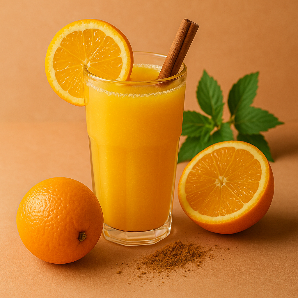 Vaso de Jugo de Naranja con Canela