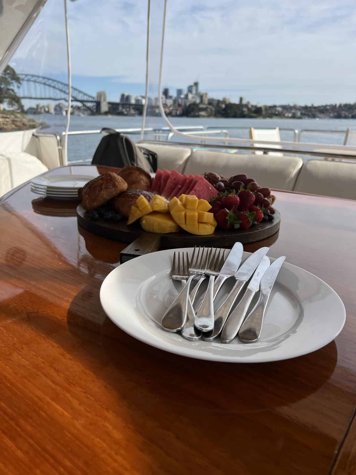 Breakfast spread on the boat by Lifestyle Charters