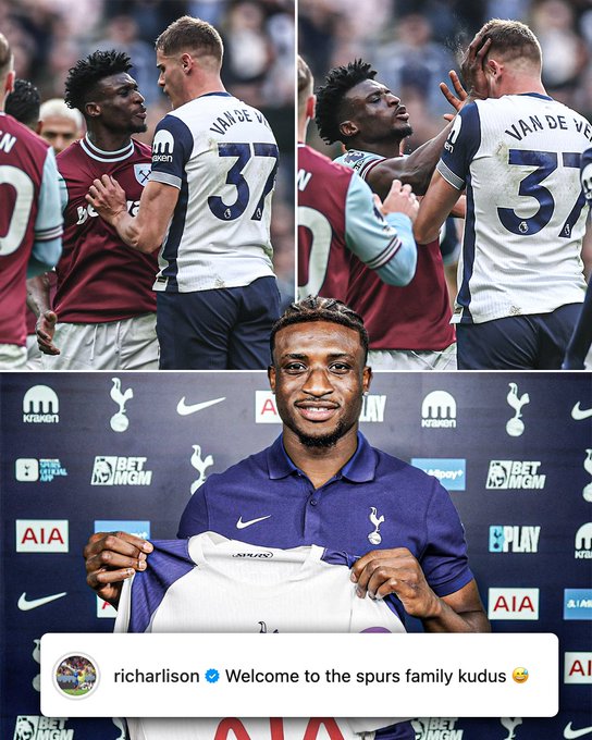 'Uadui Basi': Kudus Aanza Maisha Tottenham kwa Maridhiano na Beki Aliyewahi Kumpiga