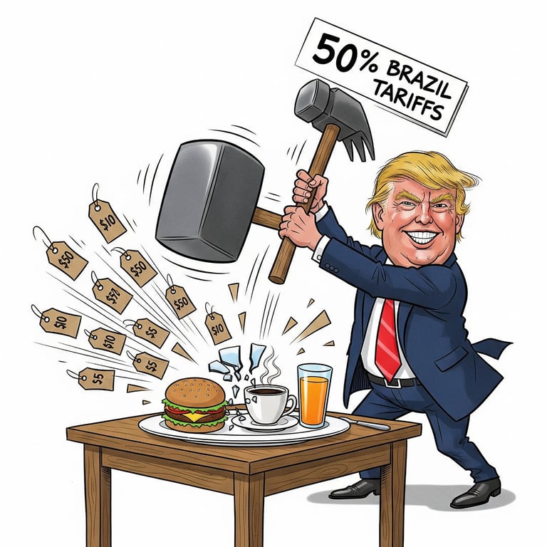 Vita vya Biashara: Trump Aitishia Brazil Ushuru wa 50%, Bei za Vyakula Marekani Hatarini Kupaa