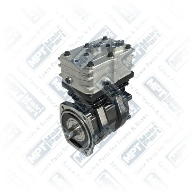 1) 9115045000,9115045007,9115045010,9115045017,9115045030,9115045037,1310523,1310523A,1310523R,1451651, 1310523 DAF YTZ95 Compresor de aire, Bicilíndrico, MPT Main Part