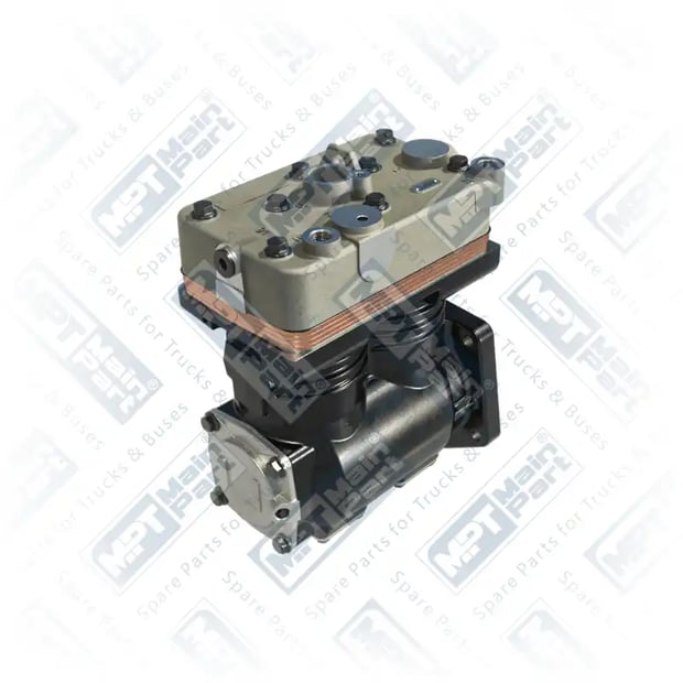 2) II37760,II37760AT,II37760V,K000229000,K000229AT000,K000229ES,K000229X00,LP4985,20429343,3173001,8113405,85000066, LP4985 KNORR-BREMSE Compresseur d'air, Double cylindre, MPT Main Part