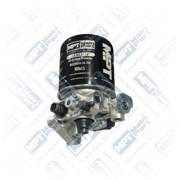 1) 0004301215,0004301315,0004302915,0004303015,0004309615,0004309815,0014319215,1505119,1506409,1506410,1518168,1519202R,1526796,9324000240,PRO4000010, A0004309615 MERCEDES BENZ ACTROS 2543 Valvula Secador de aire, Completo, MPT Main Part