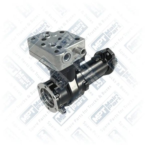2) 4933564,5266299,5286958,5301080,9111530150, 5301080 CUMMINS ISB6.7 Air Compressor, Single Cylinder, MPT Main Part