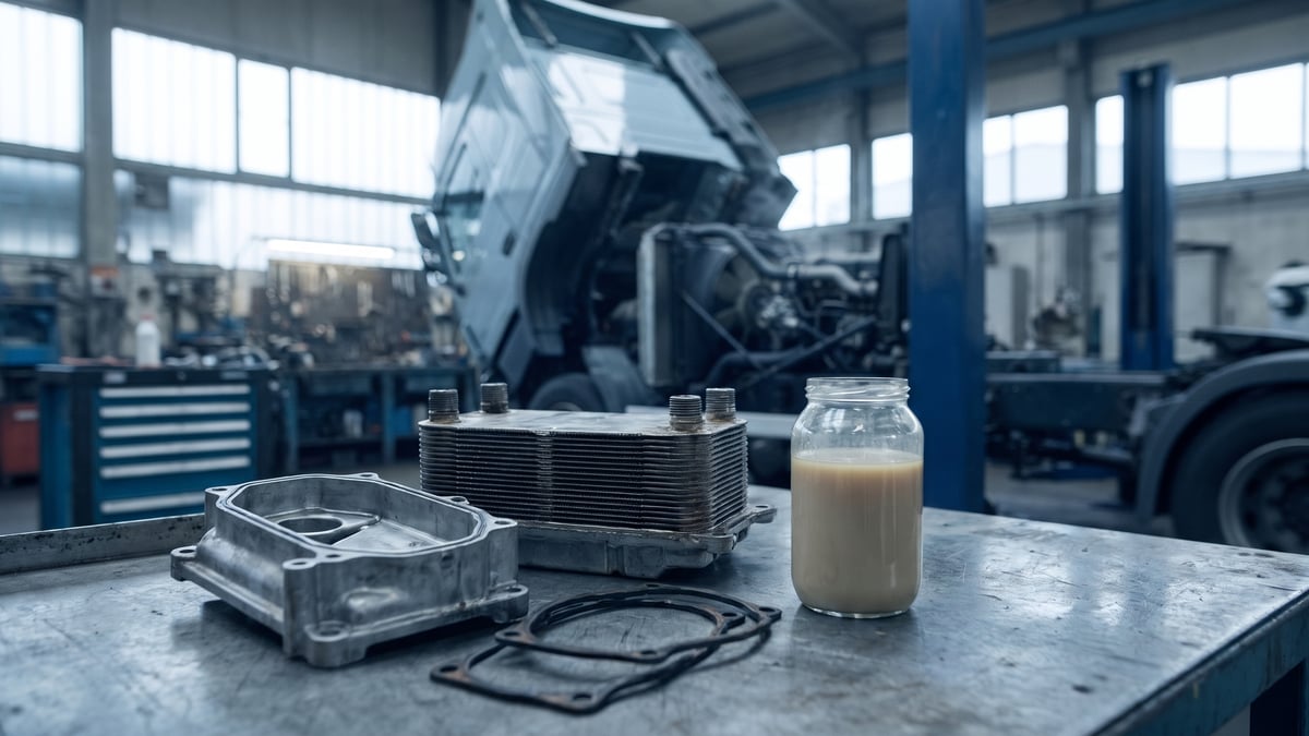 Acqua nell'olio motore: cause e controlli sul camion