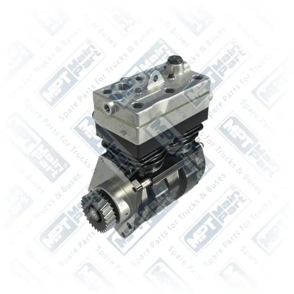 1) 4571304915,4571307115,9125101040, A4571304915 MERCEDES BENZ AXOR 2 4136 Air Compressor, Twin Cylinder, MPT Main Part
