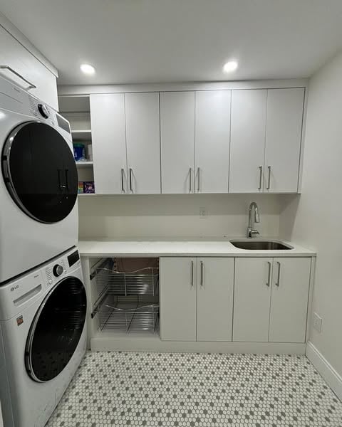 Laundry Room White Cabinets