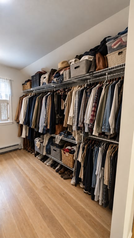 Lived-In Wire Shelf Walk-In Closet