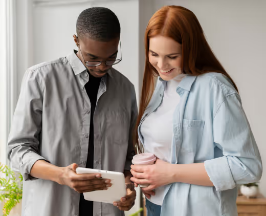 couple looking at results