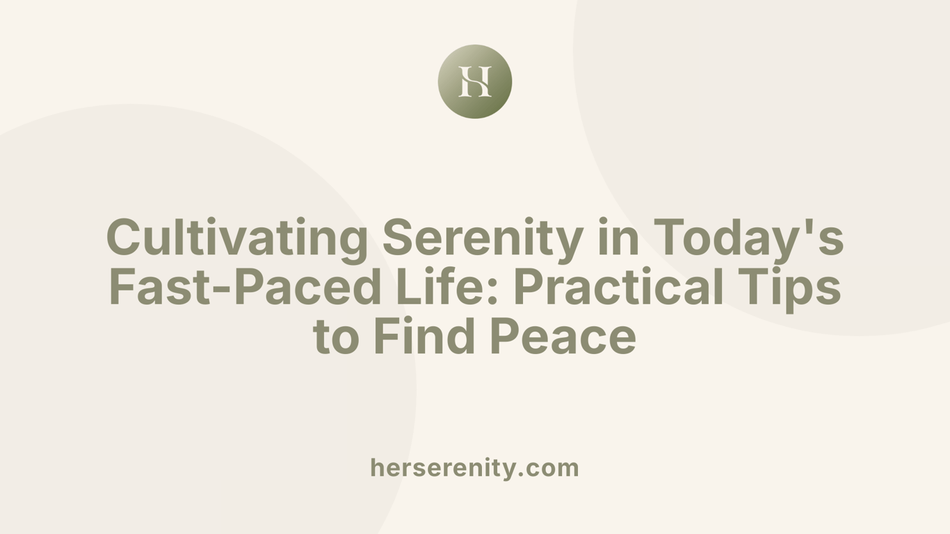 Cultivating Serenity in Today's Fast-Paced Life: Practical Tips to Find Peace