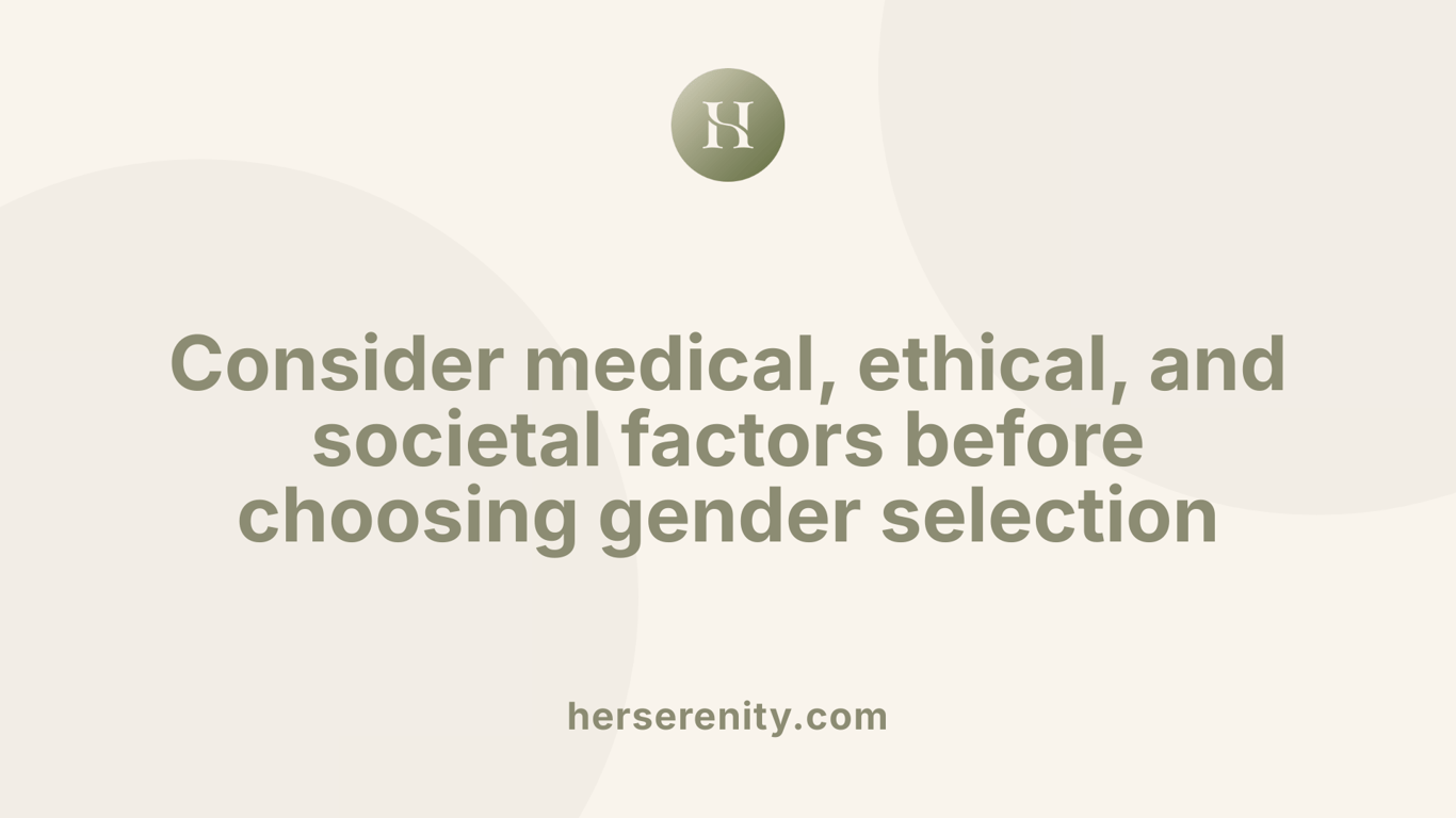 Consider medical, ethical, and societal factors before choosing gender selection