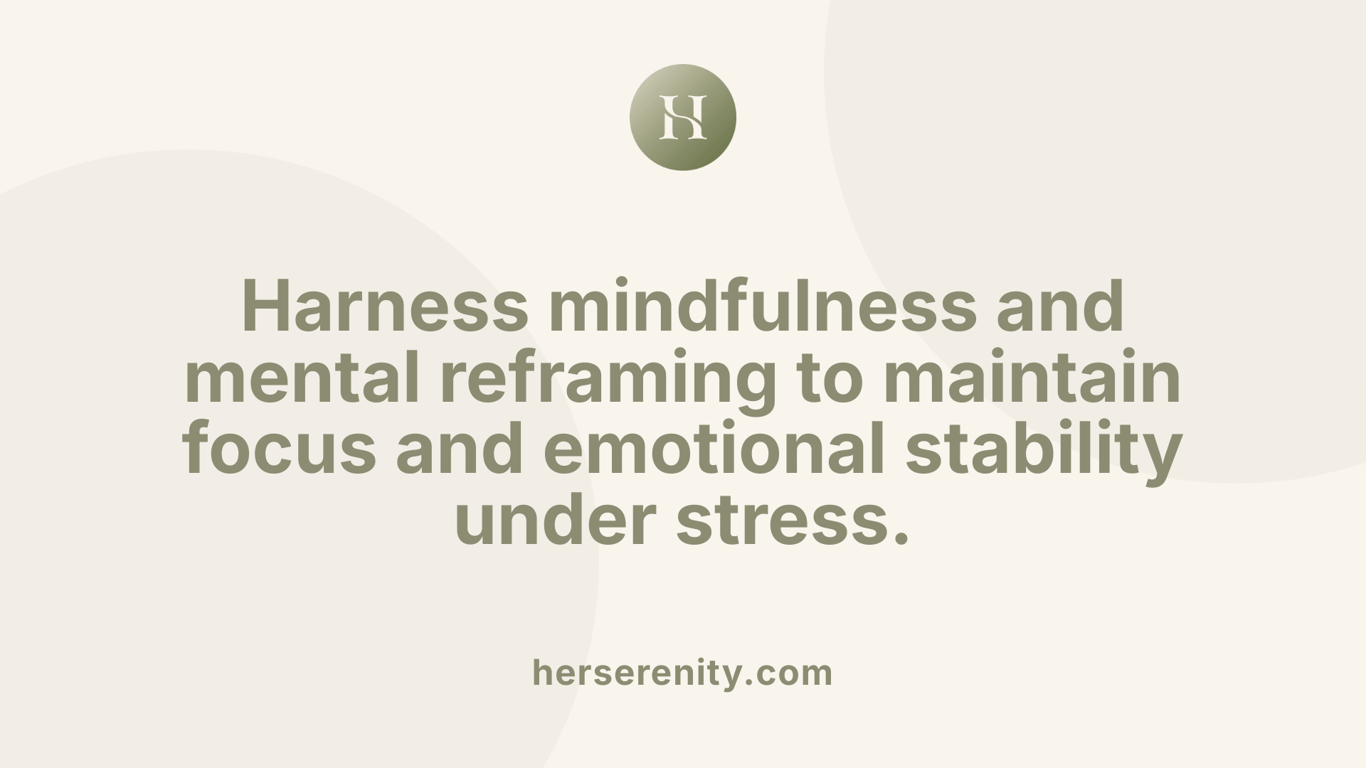 Harness mindfulness and mental reframing to maintain focus and emotional stability under stress.