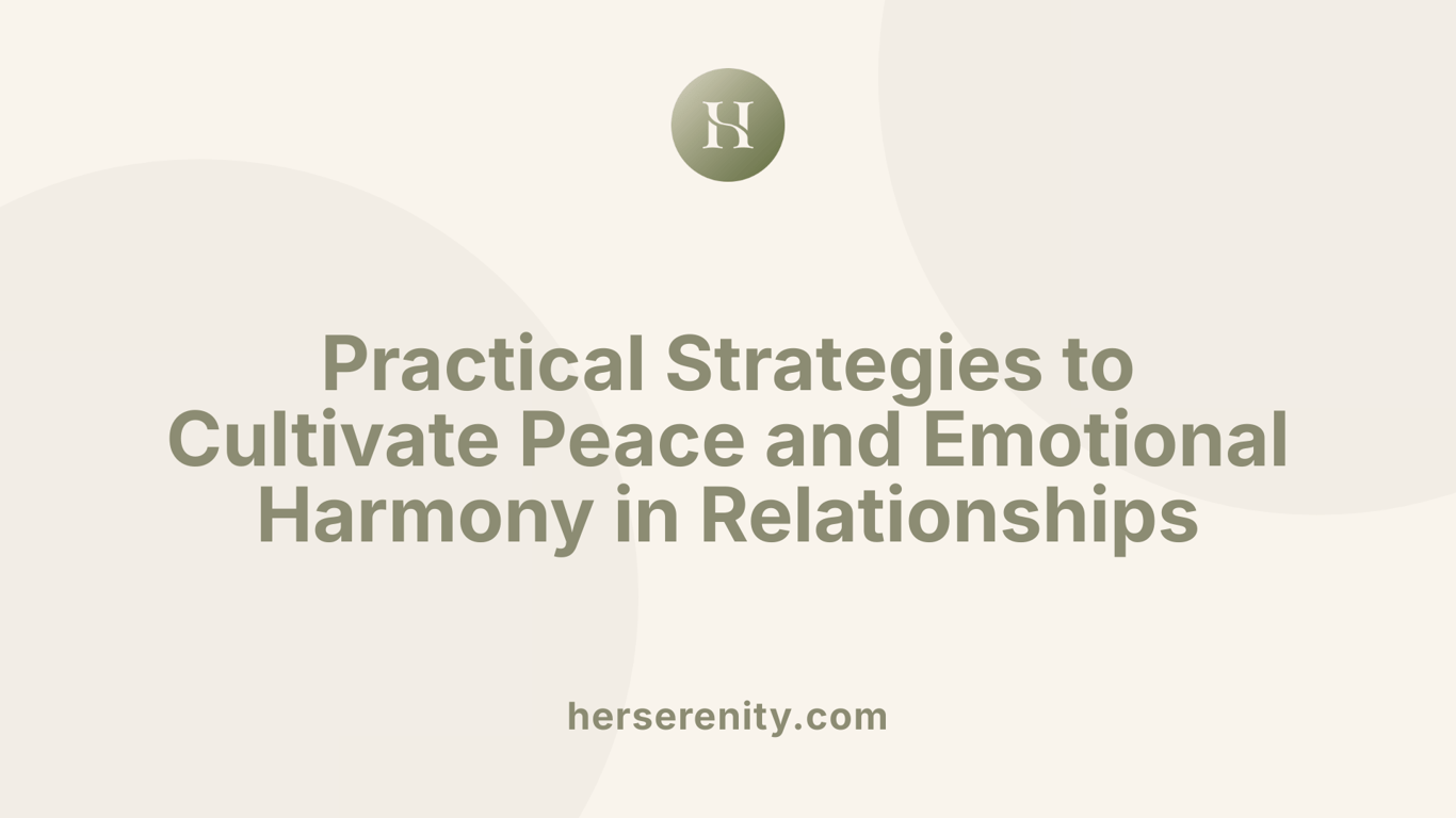 Practical Strategies to Cultivate Peace and Emotional Harmony in Relationships