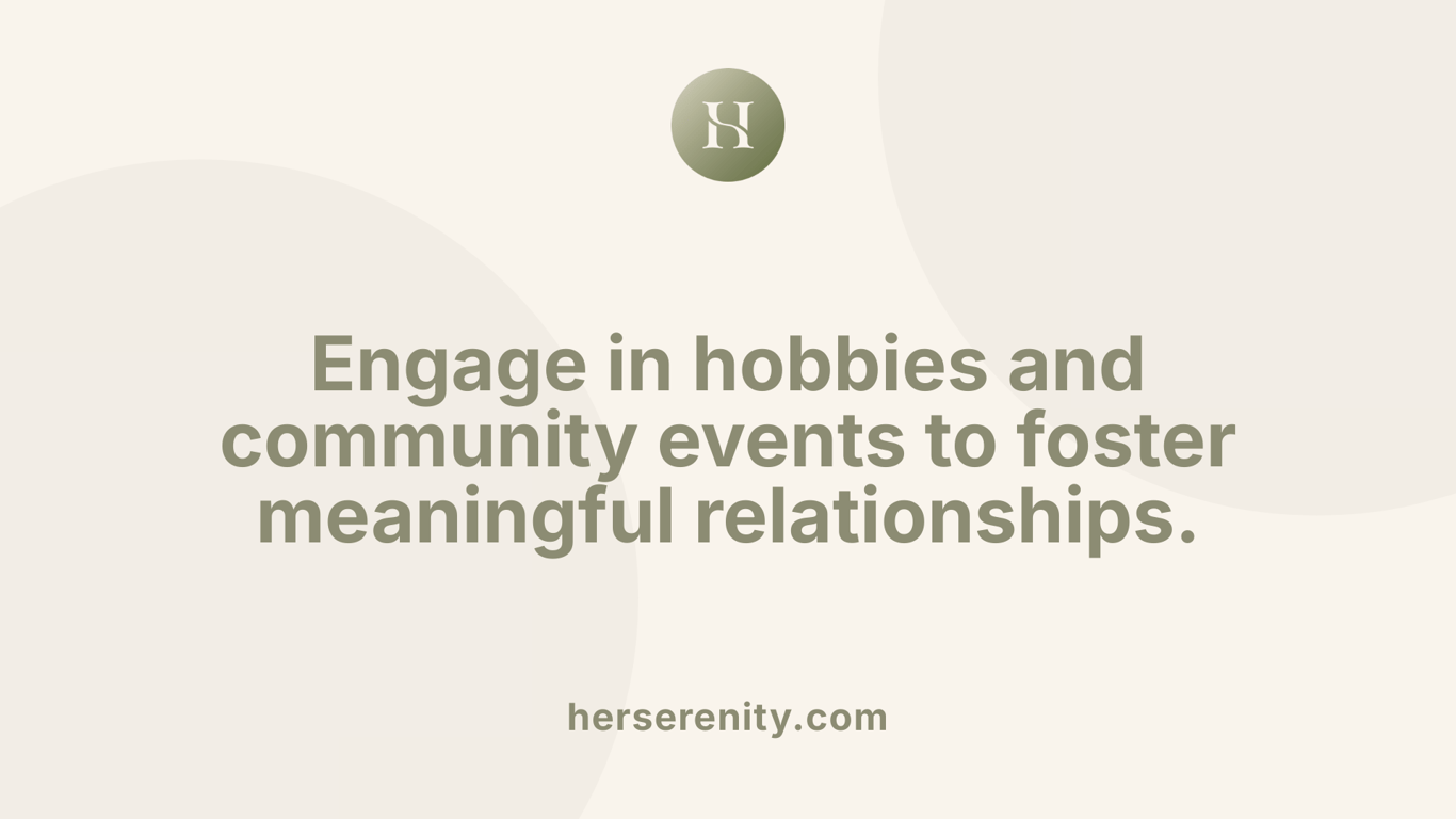 Engage in hobbies and community events to foster meaningful relationships.