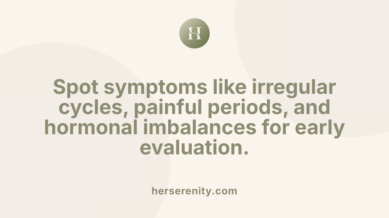 Spot symptoms like irregular cycles, painful periods, and hormonal imbalances for early evaluation.