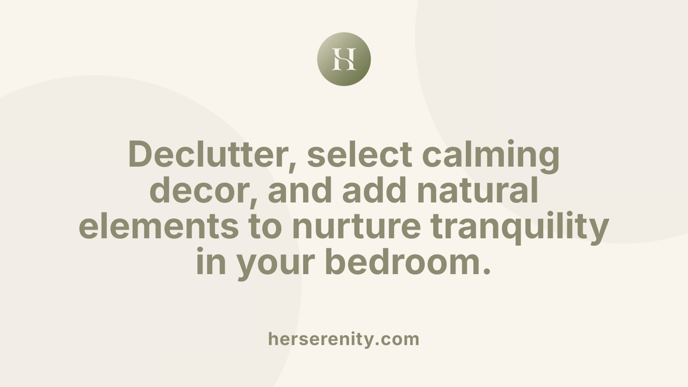 Declutter, select calming decor, and add natural elements to nurture tranquility in your bedroom.