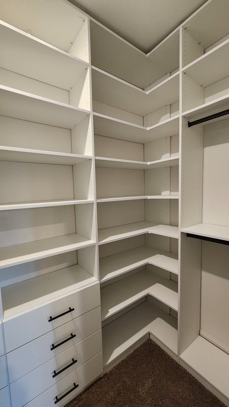 White Straight Corner Unit — Walk-in Closet project (Clozetivity locations)