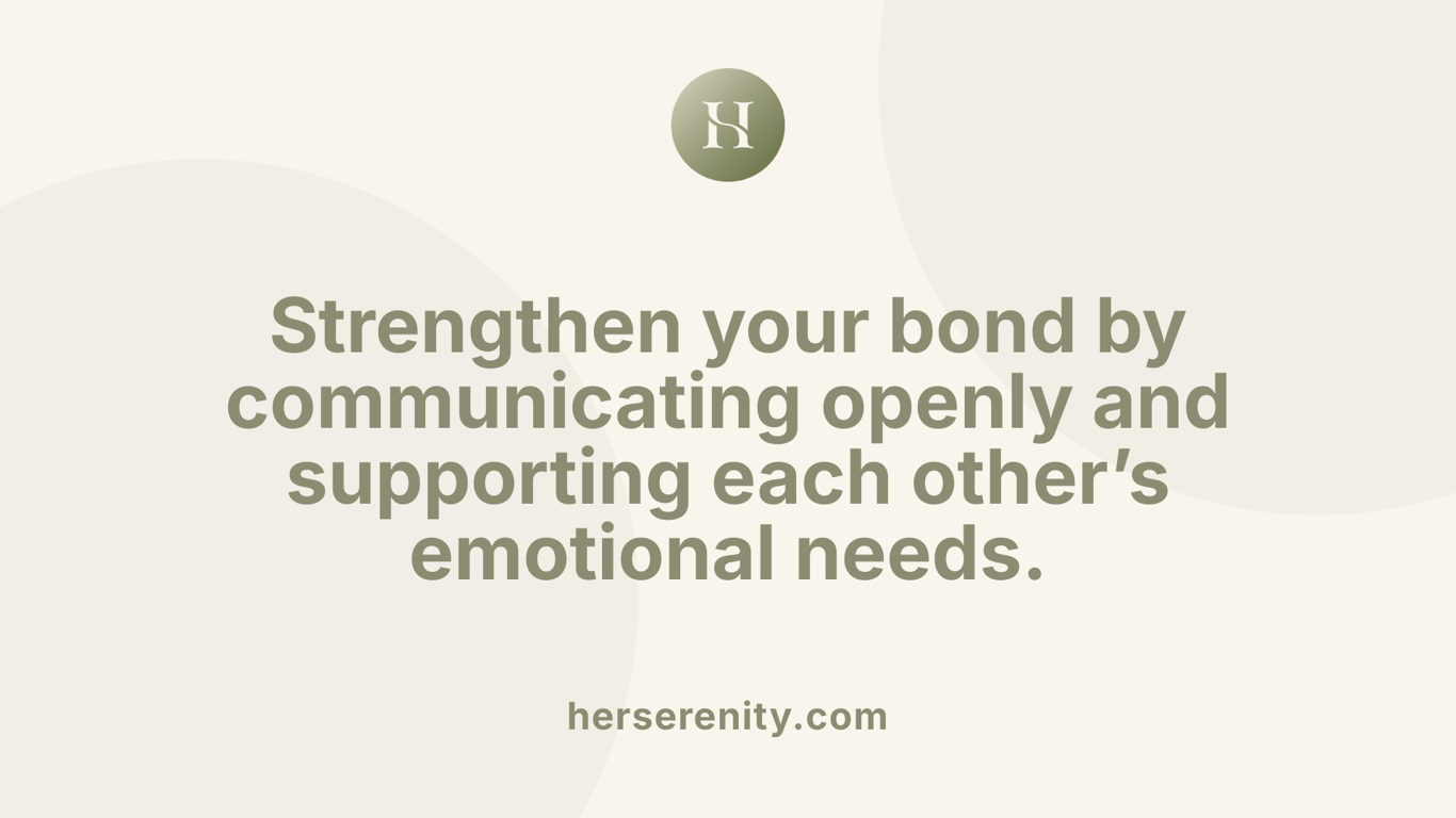 Strengthen your bond by communicating openly and supporting each other’s emotional needs.