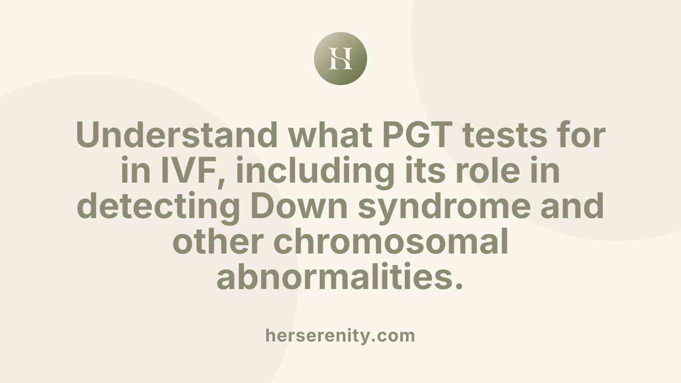 Understand what PGT tests for in IVF, including its role in detecting Down syndrome and other chromosomal abnormalities.