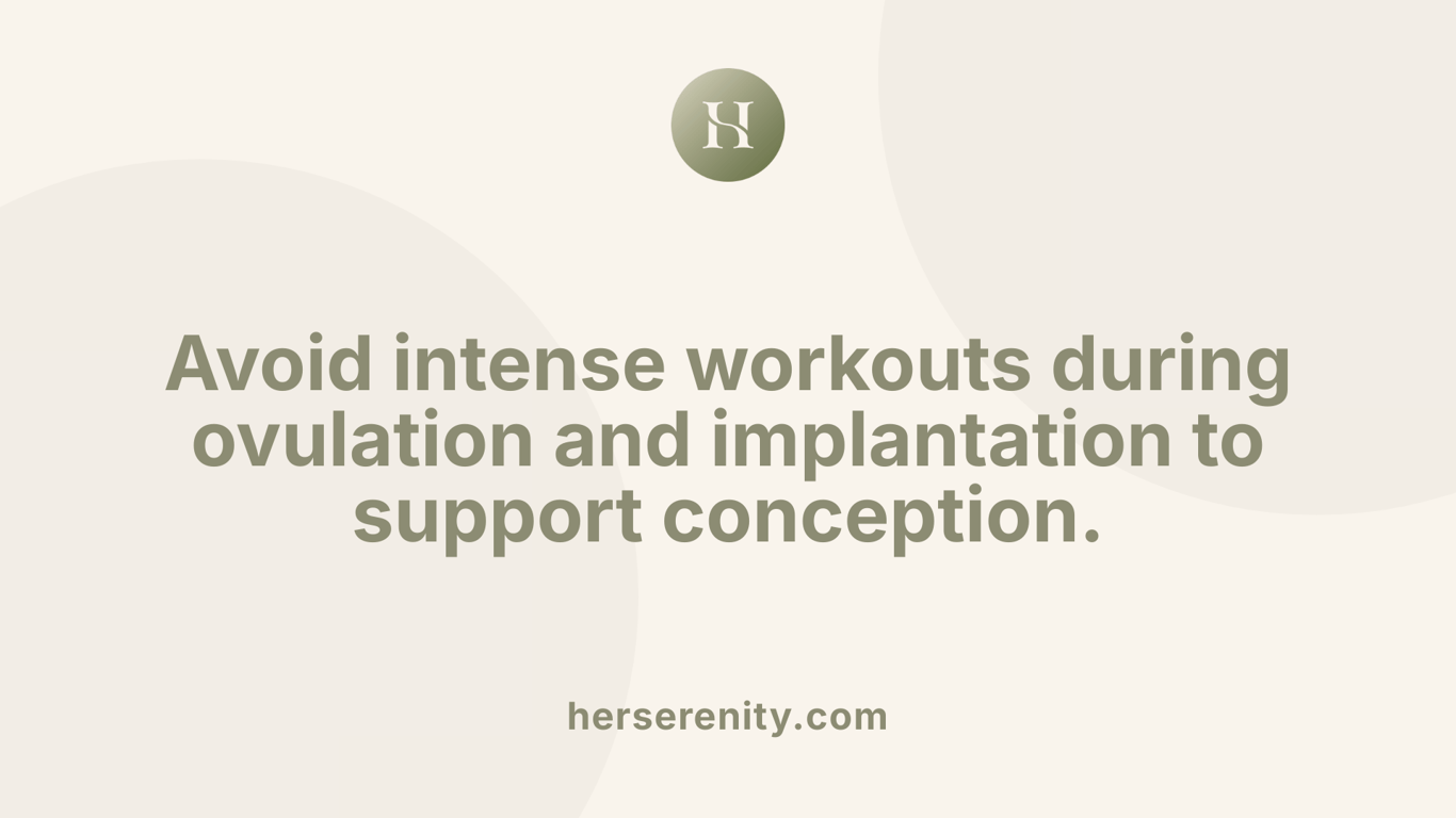 Avoid intense workouts during ovulation and implantation to support conception.