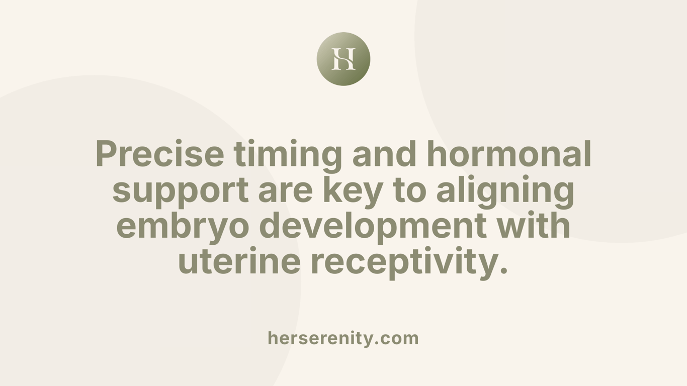 Precise timing and hormonal support are key to aligning embryo development with uterine receptivity.