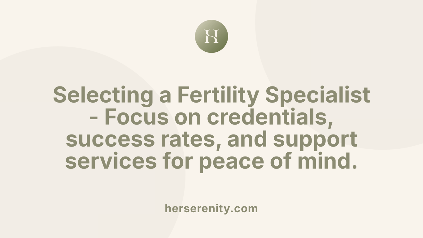 Selecting a Fertility Specialist - Focus on credentials, success rates, and support services for peace of mind.