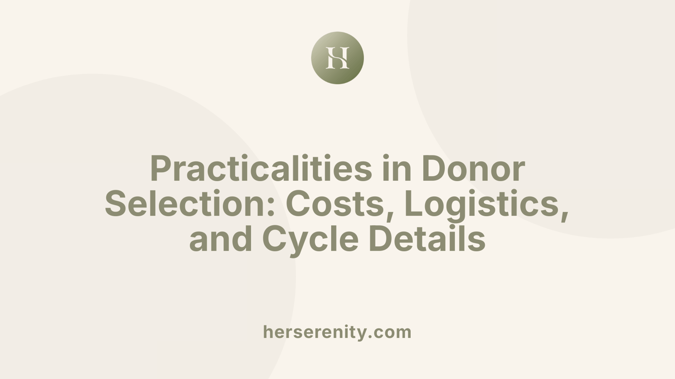 Practicalities in Donor Selection: Costs, Logistics, and Cycle Details