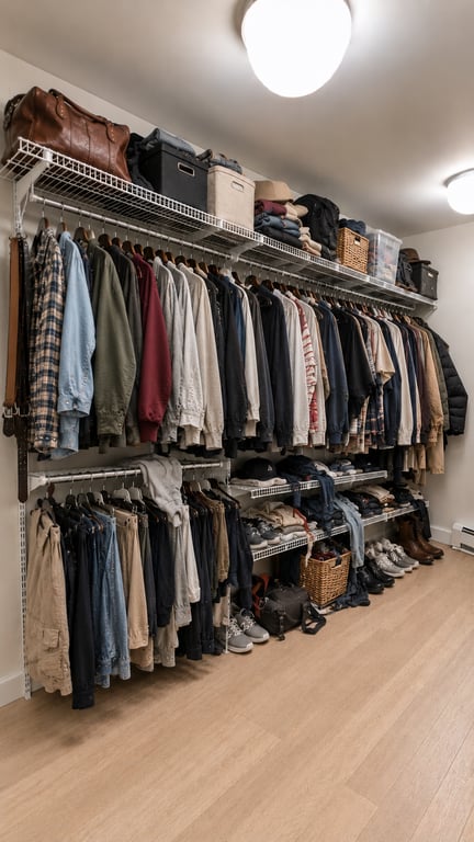 Lived-In Walk-In Closet with Wire Shelving (1)