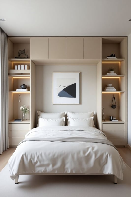 Modern Minimalist Bedroom with Smart Storage