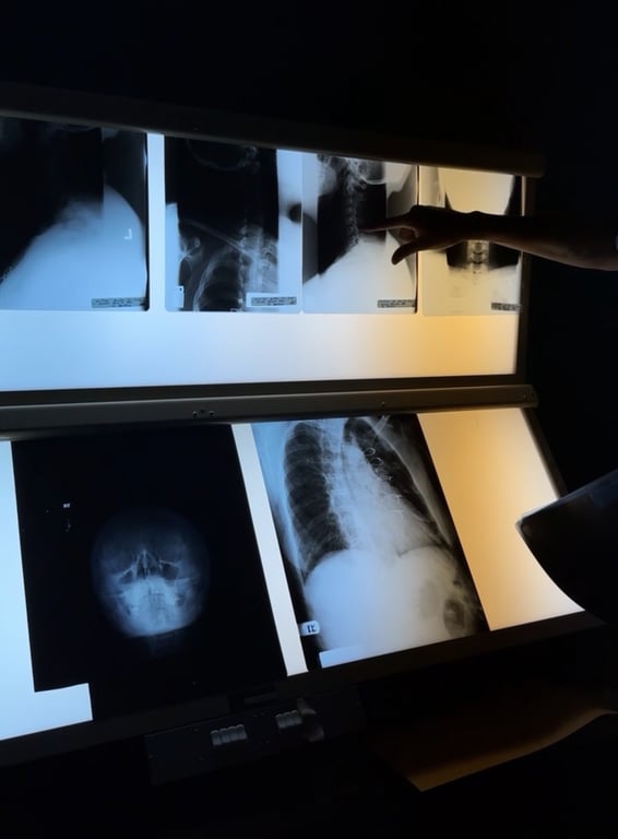 Students training with radiography equipment in a CAHE imaging lab.