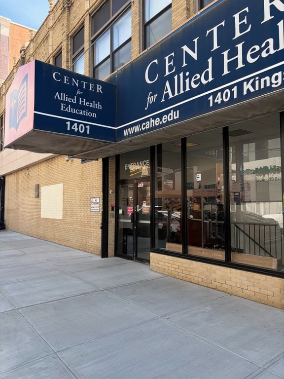 Center for Allied Health Education Brooklyn campus entrance at 1401 Kings Highway
