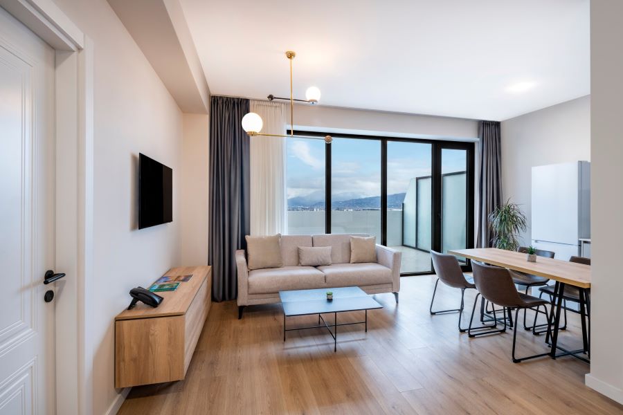 Batumi holiday home living room with Black Sea view