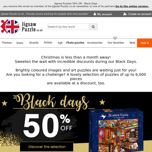 Jigsaw Puzzles 50% Off - Black Days