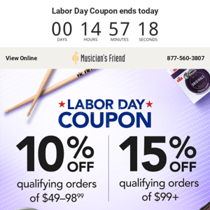 Last chance: Labor Day coupon