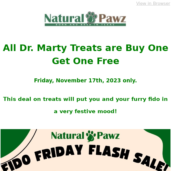 Fido Friday Flash Sale - Dr. Marty Treat BOGO