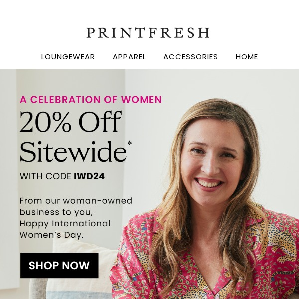 20% OFF to celebrate women