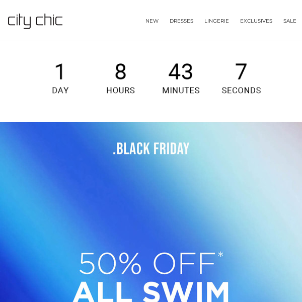 Black Friday Preview | 50% Off* All Swim Online | 24 Hours Only