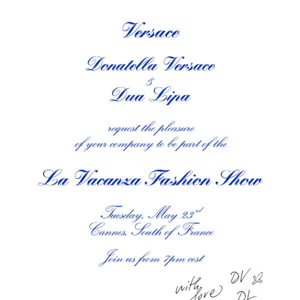 VERSACE on X: RT of the show invitations from the lovely