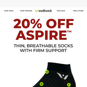 20% Off ASPIRE Socks
