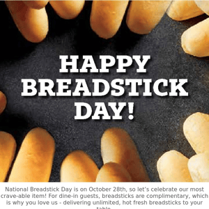 National Breadstick Day: 6 Free Breadsticks