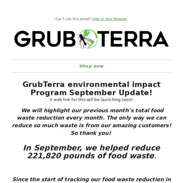 GrubTerra's Environmental Impact in September!